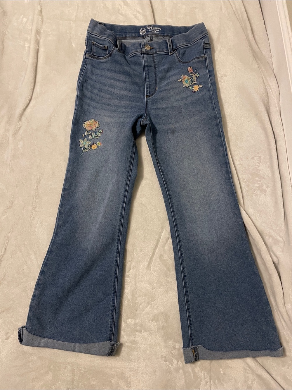 wonder nation Blue Floral Embroidered Flare Jeans **blemish